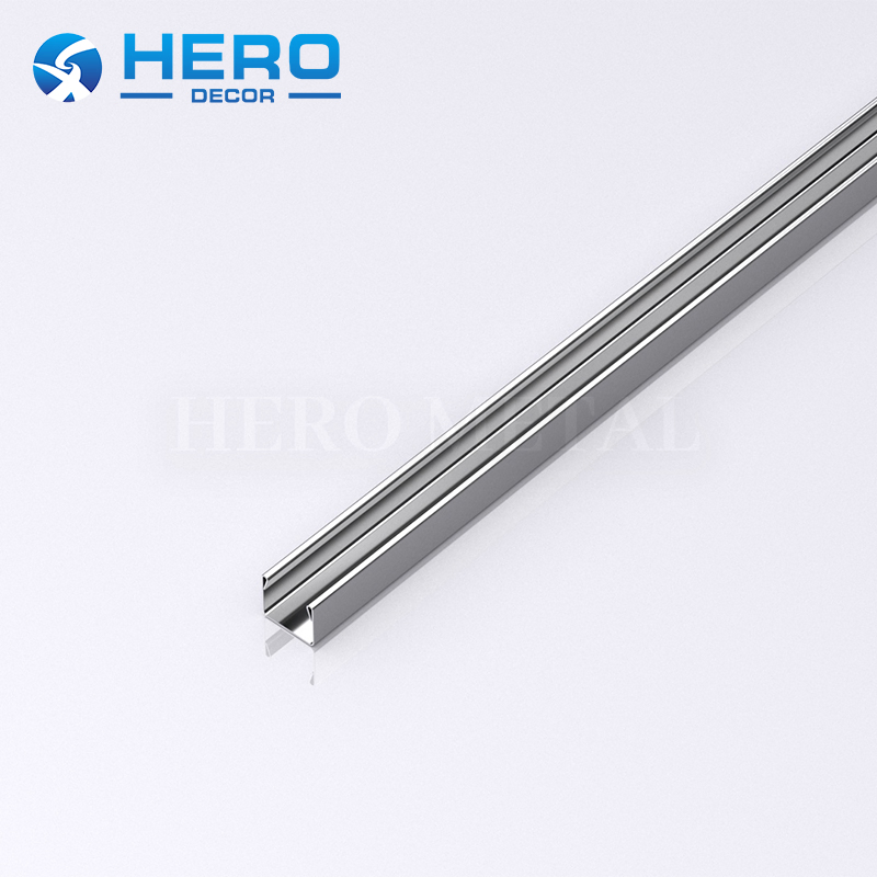 Stainless Steel Tile Trim 16mm Chrome Black Hero Decor Custom Black Metal U Shape Ceramic Floor Edge Strip for Bathroom