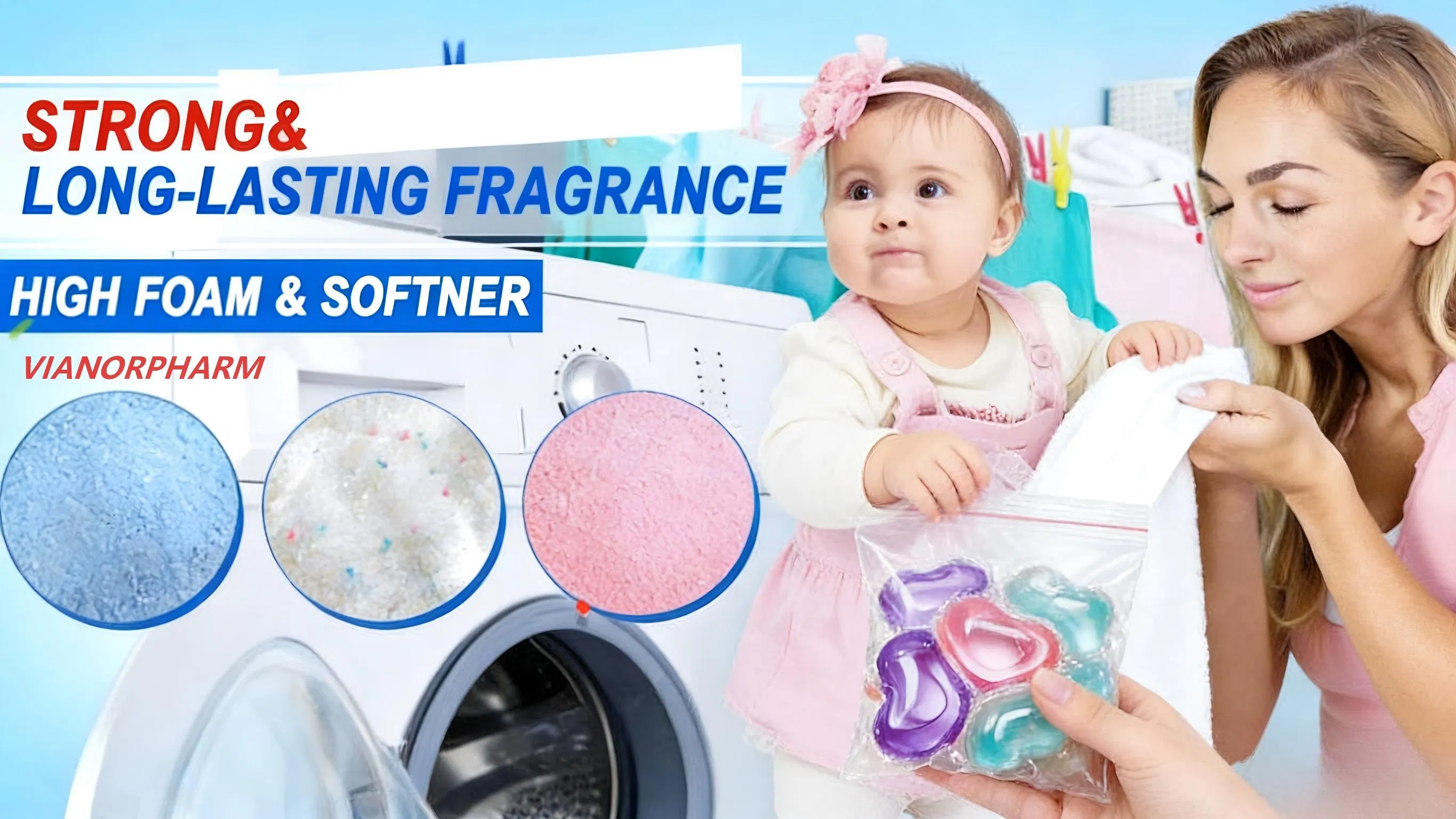 Long Lasting Fragrance High Foam Sofner Laundry Powder Detrgent Capsules