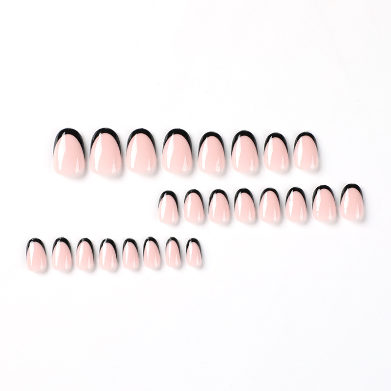 24 PCS French Press on Nails Almond Short Natural Reusable Stick on Nails