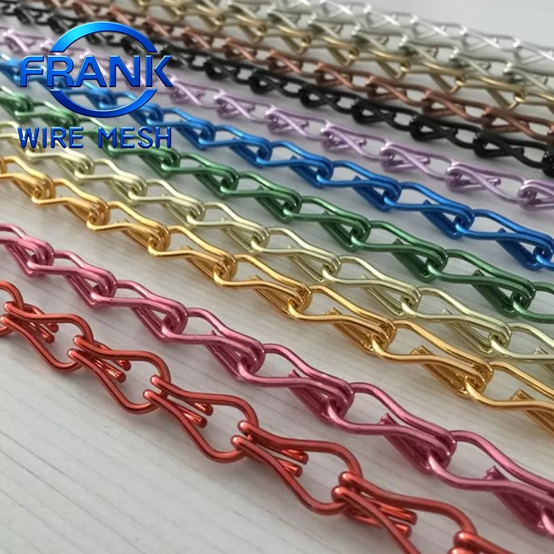 Colorful Aluminum Double Hooks Chain Link Fly Screen Metal Mesh Curtains for Background Wall Decoration