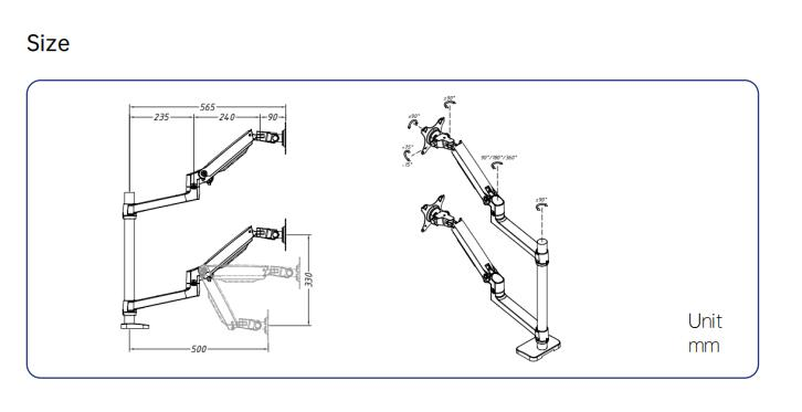 Adjustable Monitor Stand Desktop Mount Multi-Screen Monitor Premium Spring-Assisted Monitor Arm Stand