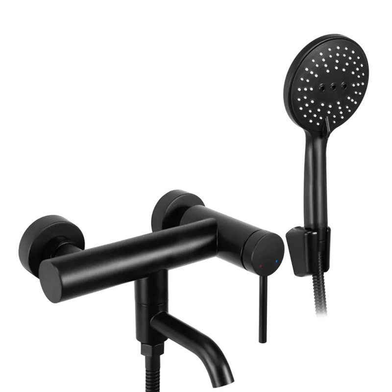 Sanipro Bathroom Fittings Wall-Mounted 304 Stainless Steel Brushed Bathtub Tap Mixing Valve Round Shower Mixer Faucet Set