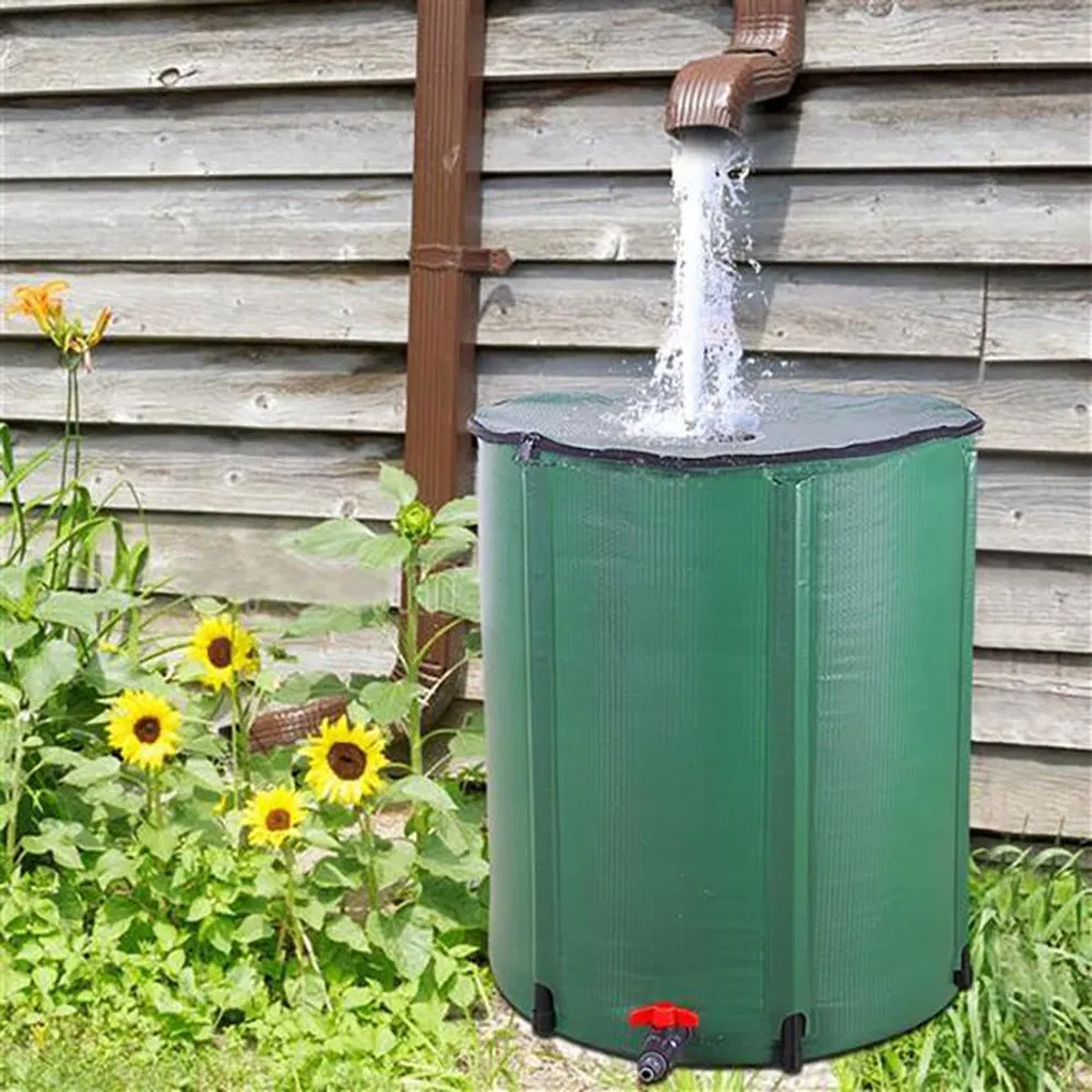 Portable Outdoor Collapsible PVC Rainwater Collection Barrel for Courtyard Landscaping