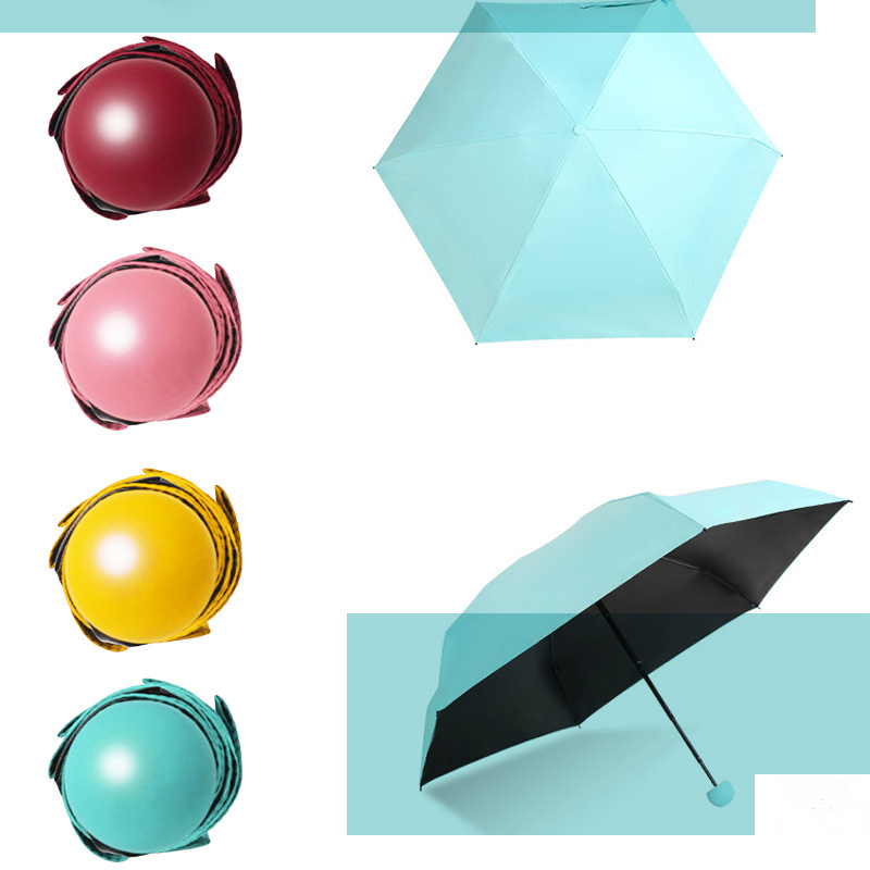 Mini Rain Umbrellas Portable Black Coating Parasol Pocket Capsules Umbrella