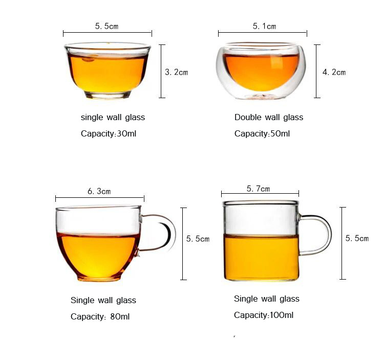 Glassware Coffee Tea Cup Set Small Mini Double Wall Glass Cup Luxury 50ml