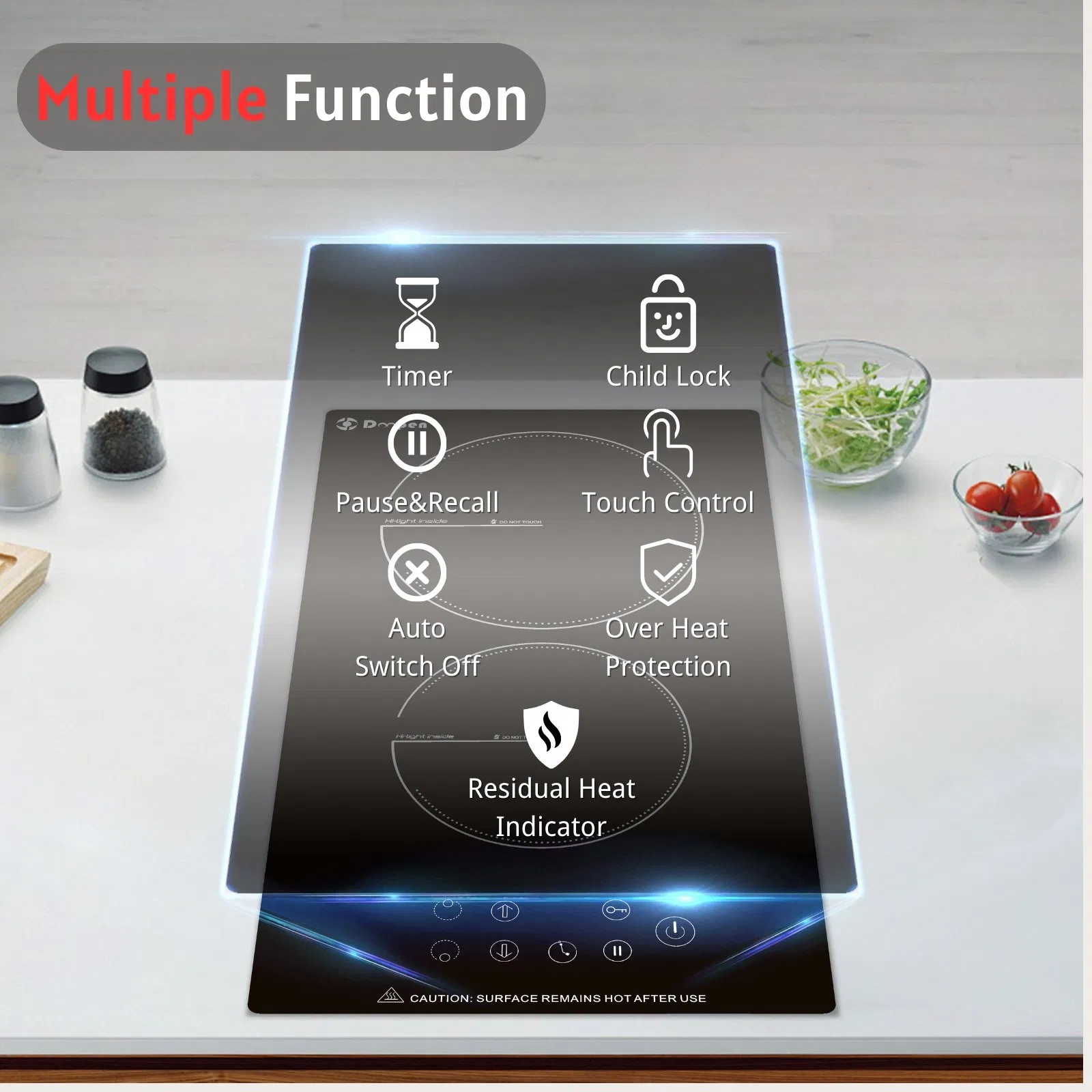 Electric Cooker 3000W Built-in Ceramic Cooktop 2 Burner Infrared Cootop