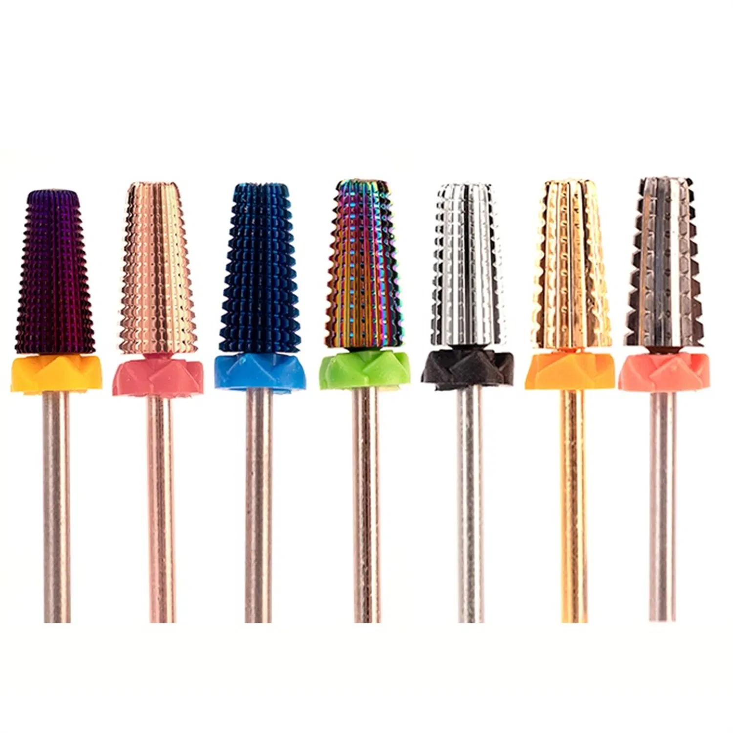 Professional Tungsten Carbide Gold 5 in 1 Large Barrel Safety Bit for Nail Art Drill Machine Manicure Nail Drill Bits