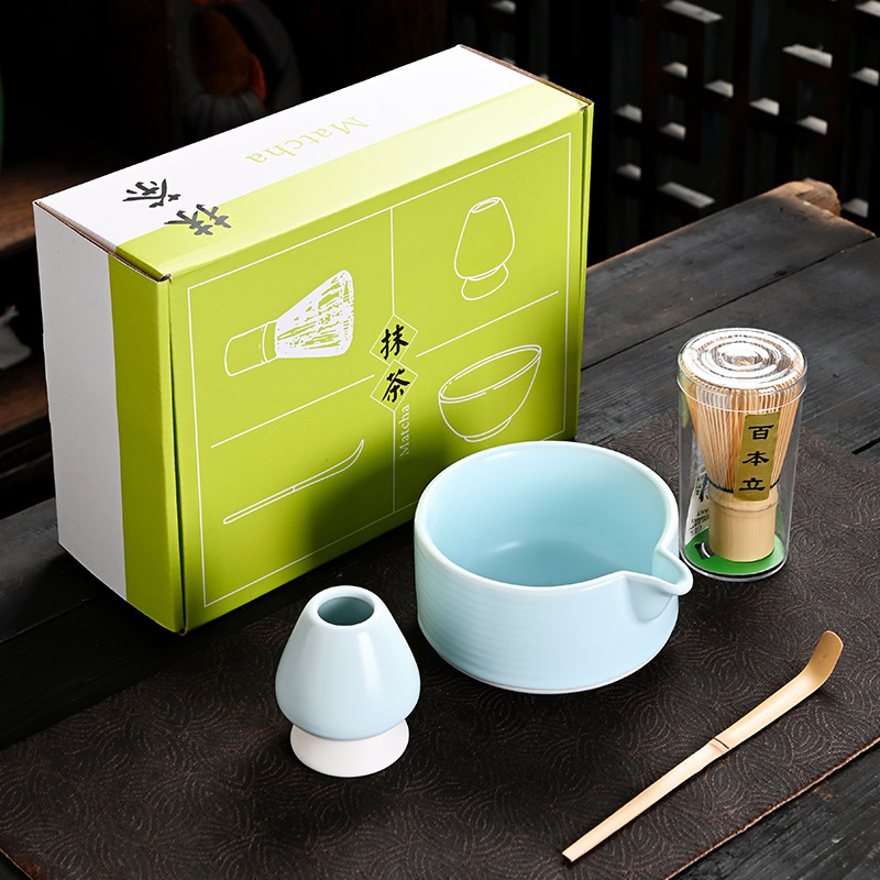 Essential Matcha Ceramic Bowl Bamboo Whisk Holder Bamboo Starter Matcha Whisk Sets