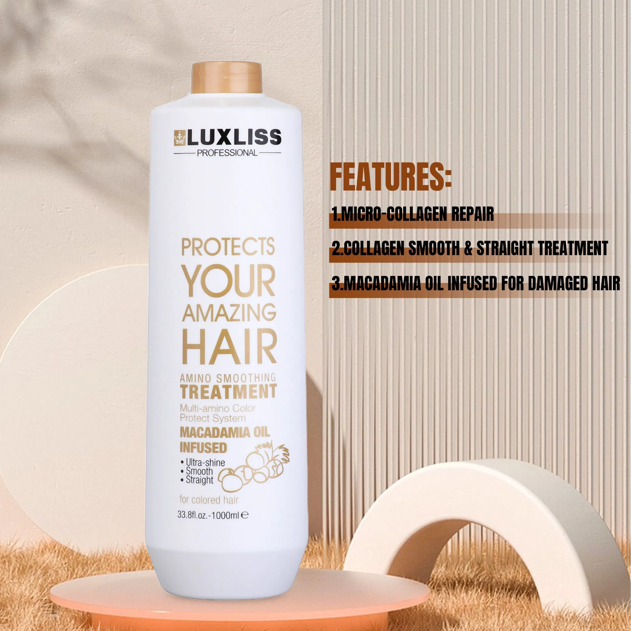Luxliss Macadamia Oil Smoothing Straightening Cream Amino Repair Damaged Hair Treatment Cream