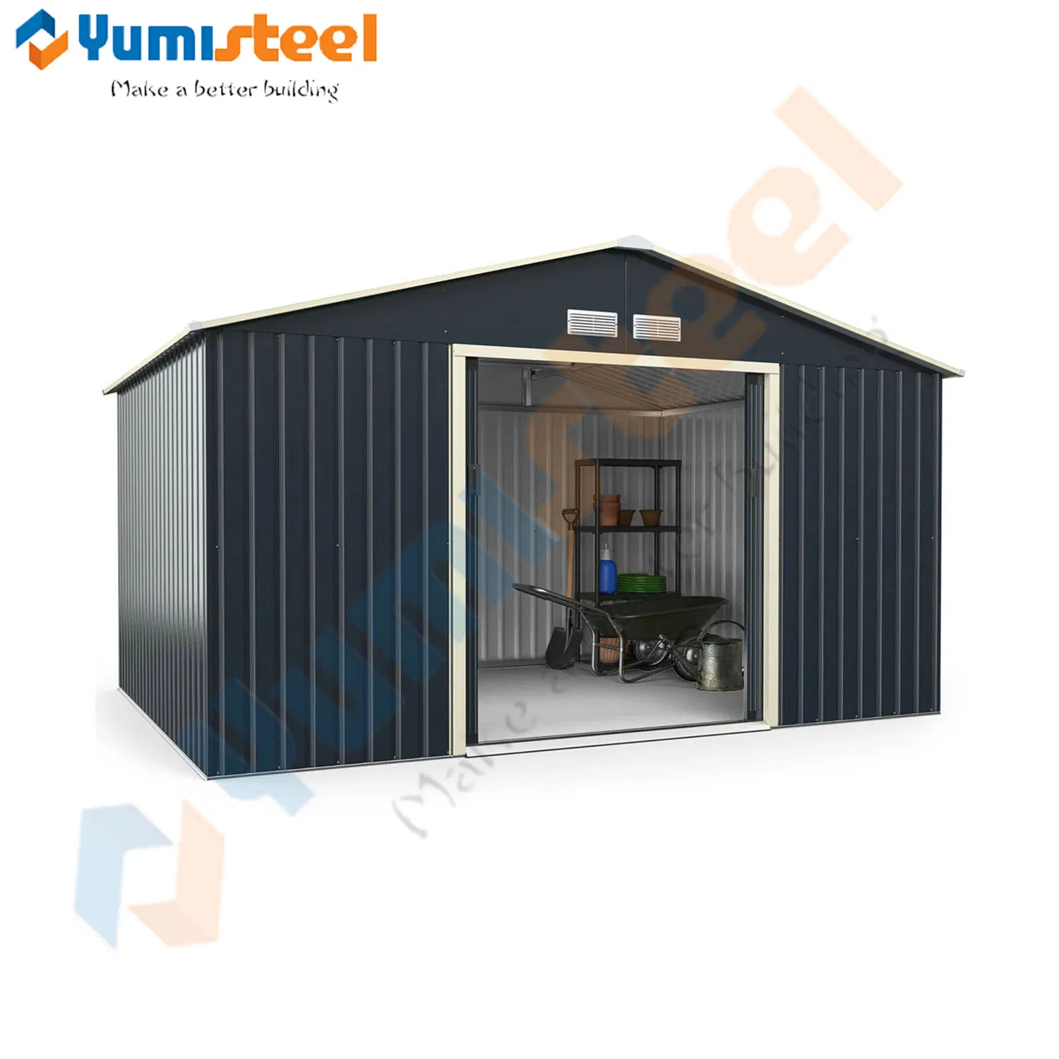 8X10 Tool Shed Thickened Galvanized Steel Large Storage Sheds with Vents