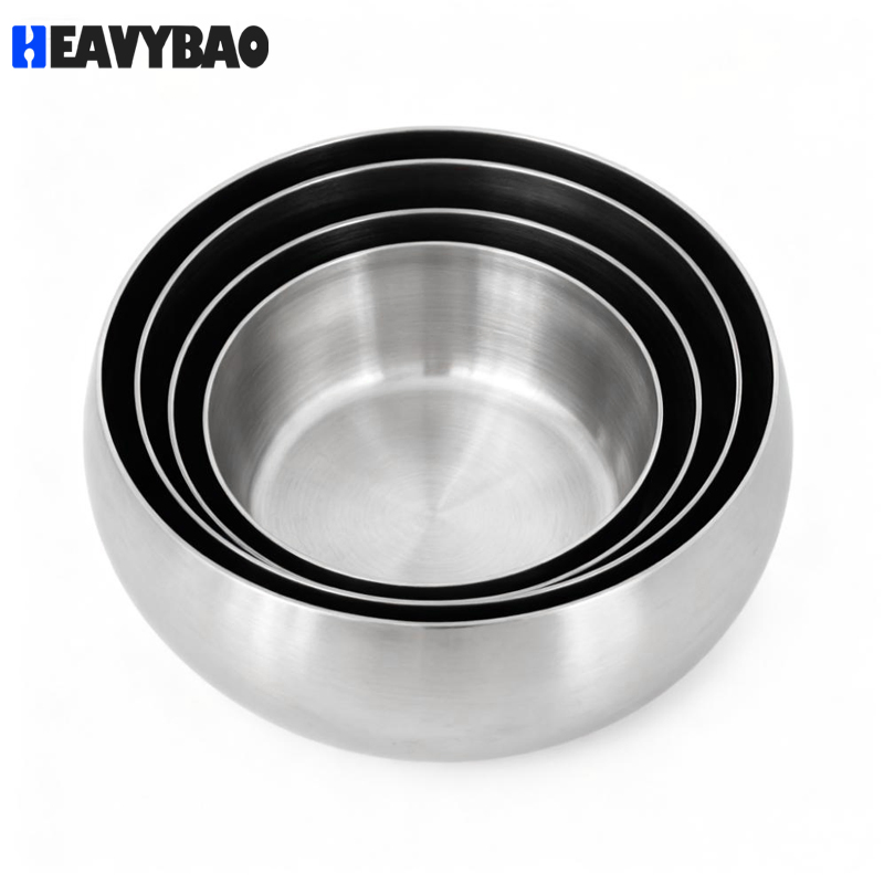 Heavybao Triple-Layer Stainless Steel Industrial Kitchen Eco-Friendly Metal Salad Mixing Bowl
