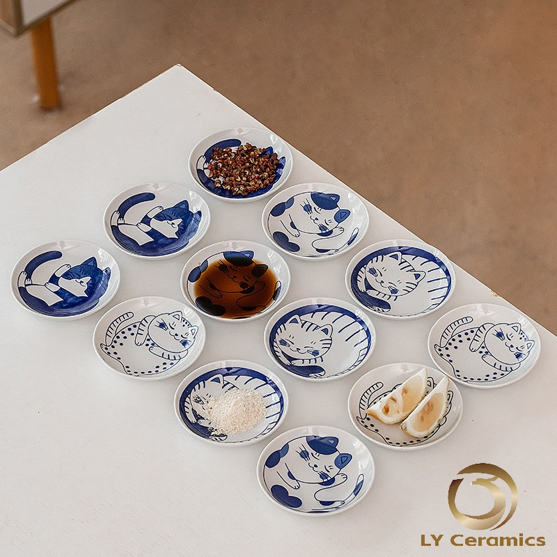 4.25"Saucer Soup Plate Pad Printing Cute Cat Porcelware Hotelware Ceramic Tableware