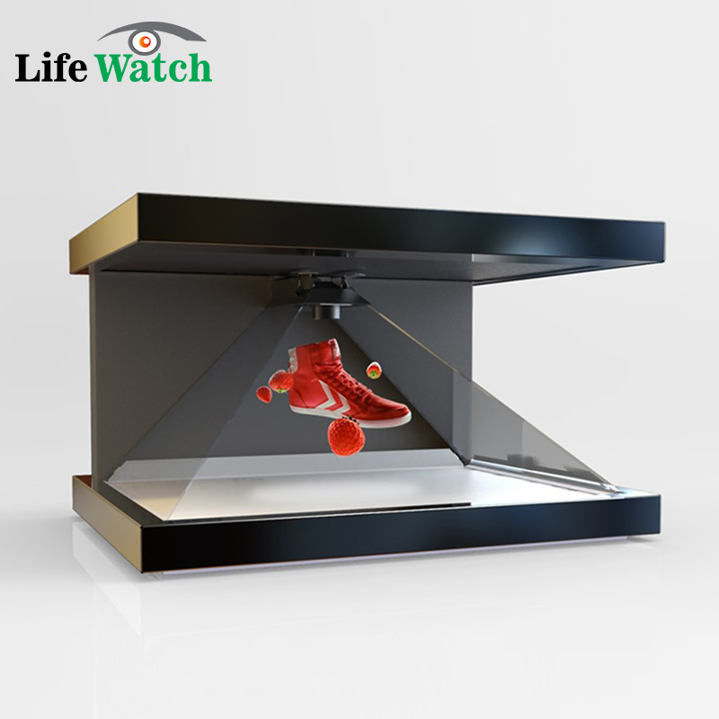 3D Pyramid Showcase Holographic Projection 19-22-32-43-55-65-75-85inch 270degree 3D Hologram LCD Display Cabinet Showcase
