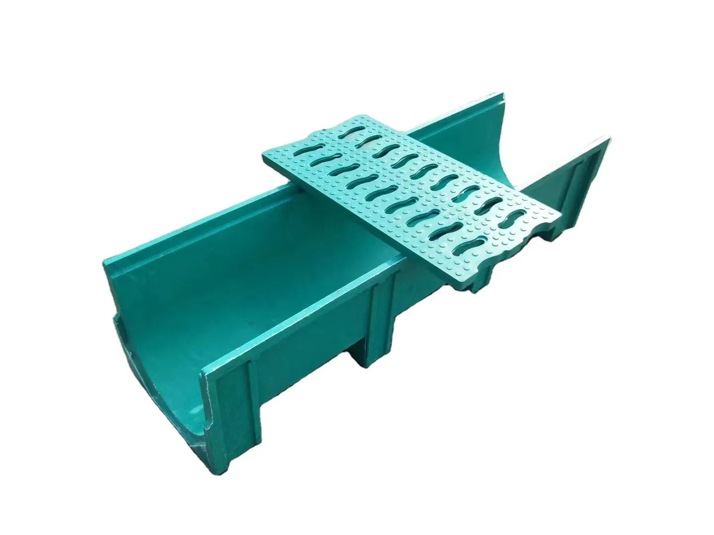 High Strength Anti-Corrosive Resin Fiber Rainwater Drain Plastic Drainage Channel Fiberglass Drainage Gutter FRP Drainage Outdoor Drainage Ditch with Grating