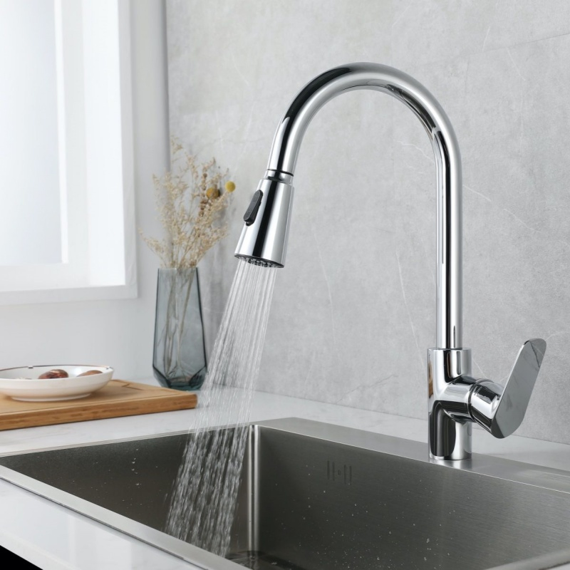 New Design Upc Watermark-Ink Brass Kitchen Sink Pull out Water Tap Kitchen Faucet
