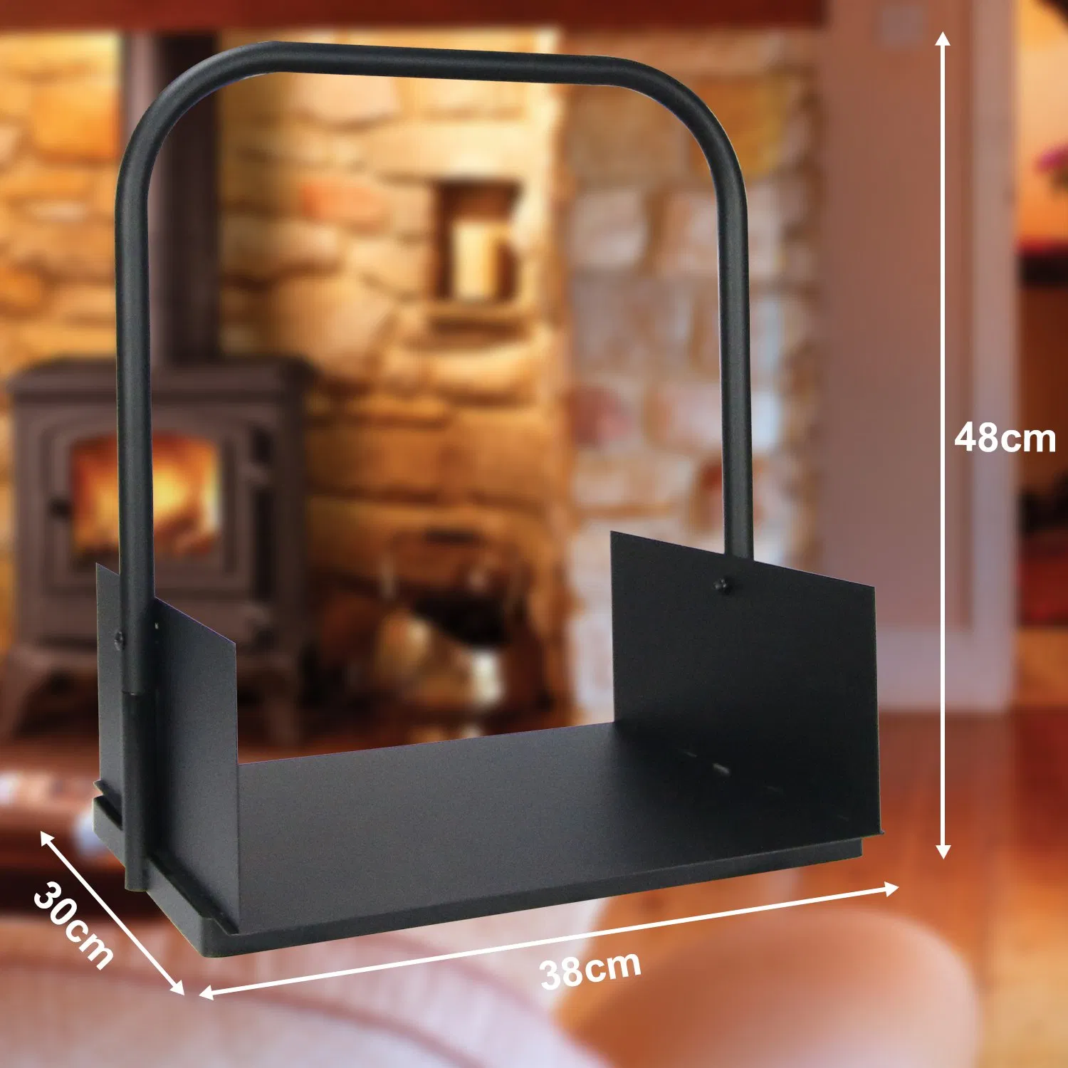 Firewood Rack Simple Fireplace Accessories Wood Holder Black Metal Storage