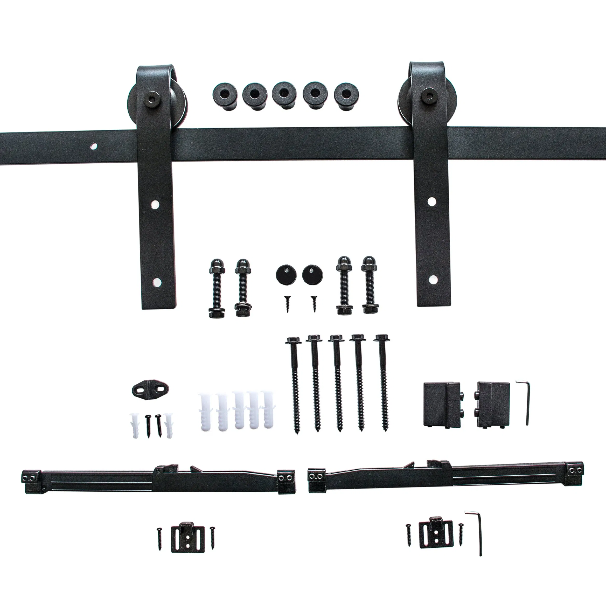 Black Steel Track Sliding Barn Door Hardware