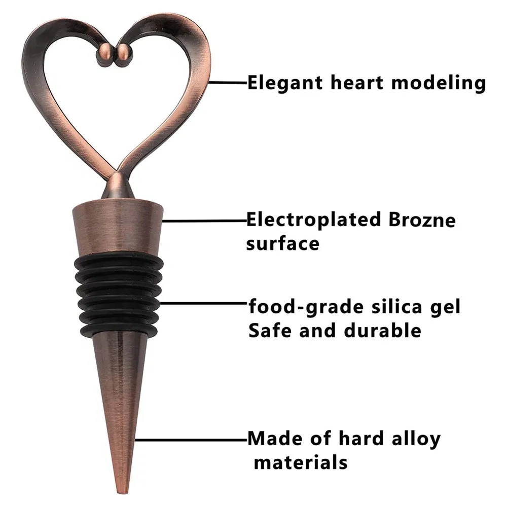 Zinc Alloy Wine Stopper Bottle Stoppers Reusable Love Design Heart Shape Wine Saver