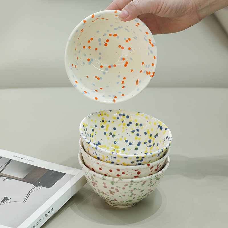 Stylish Speckled Ceramic Dining Bowl for Rice and Fresh Fruits