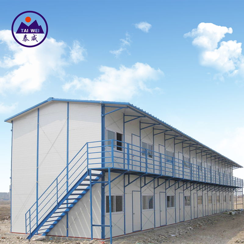 Safety Double Slope EPS Wall Panel Steel Structure Roof Prefabricated House for Building (TW882J)