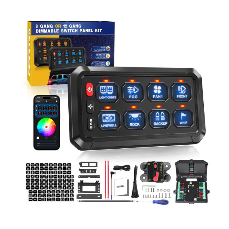 4x4 Bluetooth Control Switch Panel 8 Gang Auxiliary APP