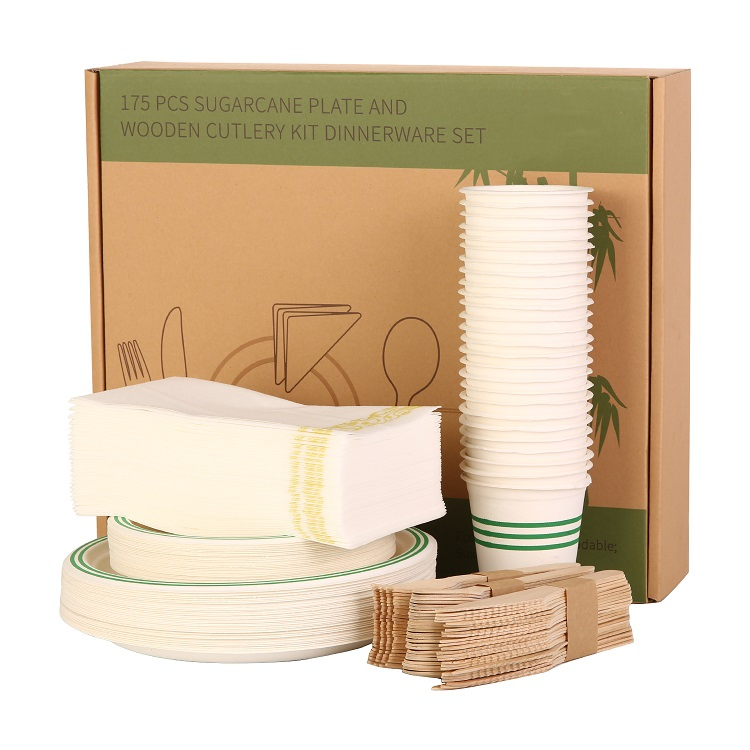 25-Guest Disposable Royal Dinner Set, Party Supplies Dressing Tableware Set