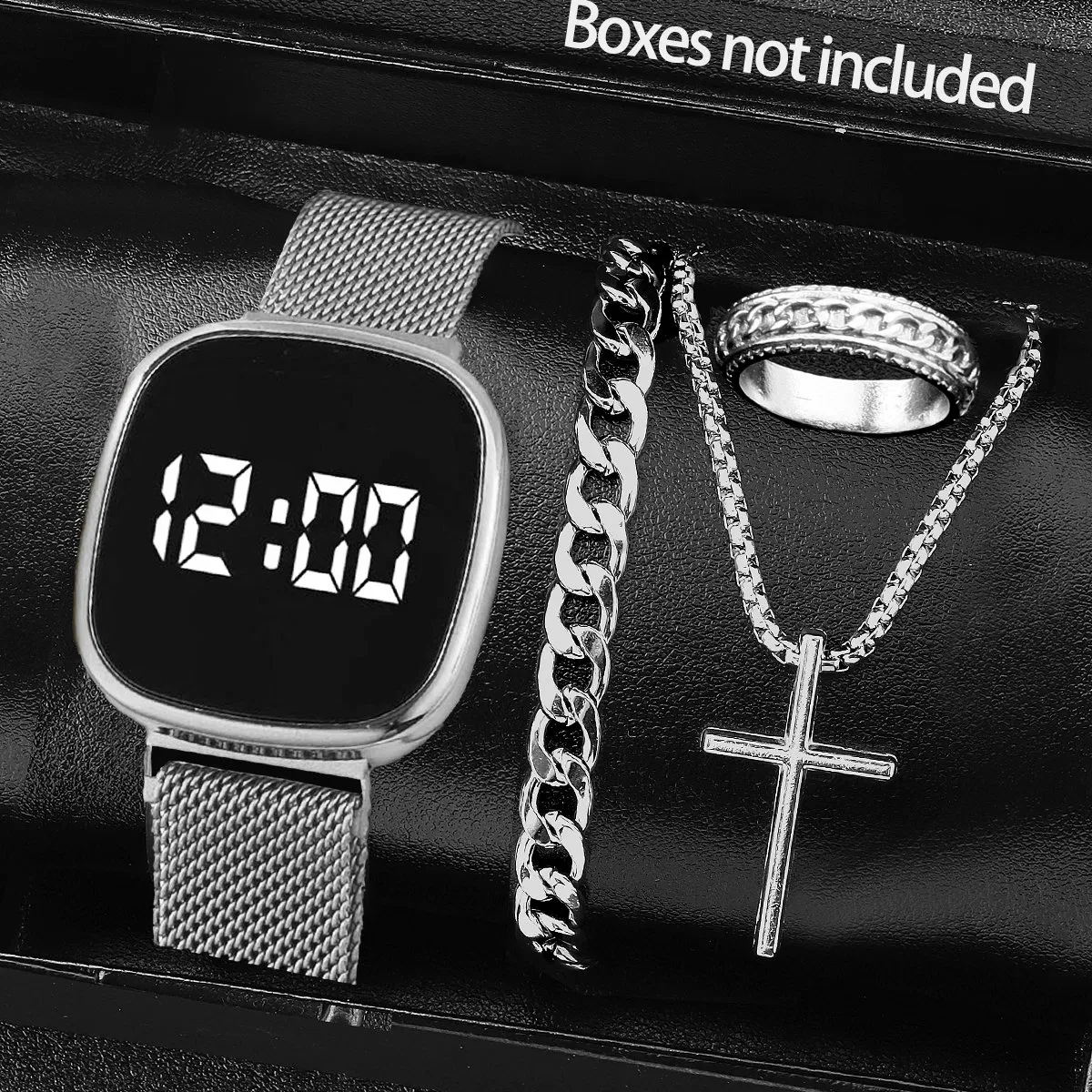 Two Colors Watch Set Men Gift Jewelry Set Touchscreen