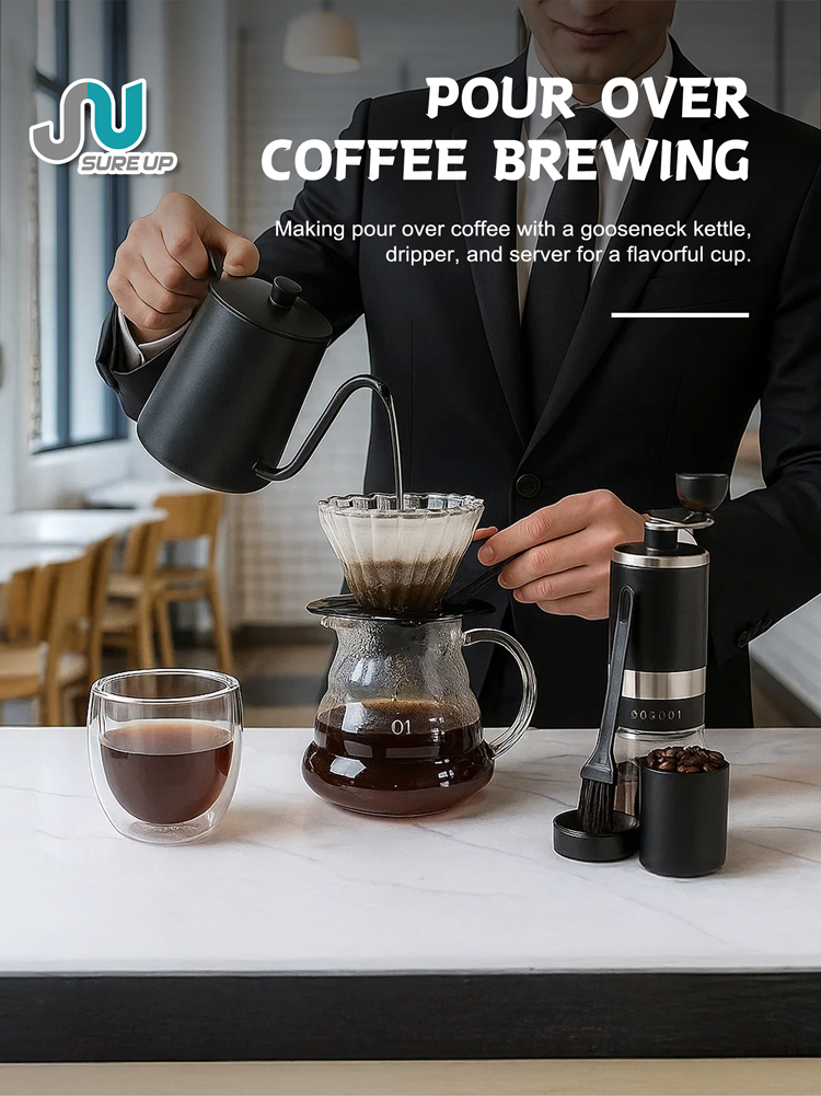 Modern Portable Fashionable High Borosilicate Glass Hand Drip Coffee Kit Grinder Scale Timer Eco-Friendly for Pour Coffee Tea