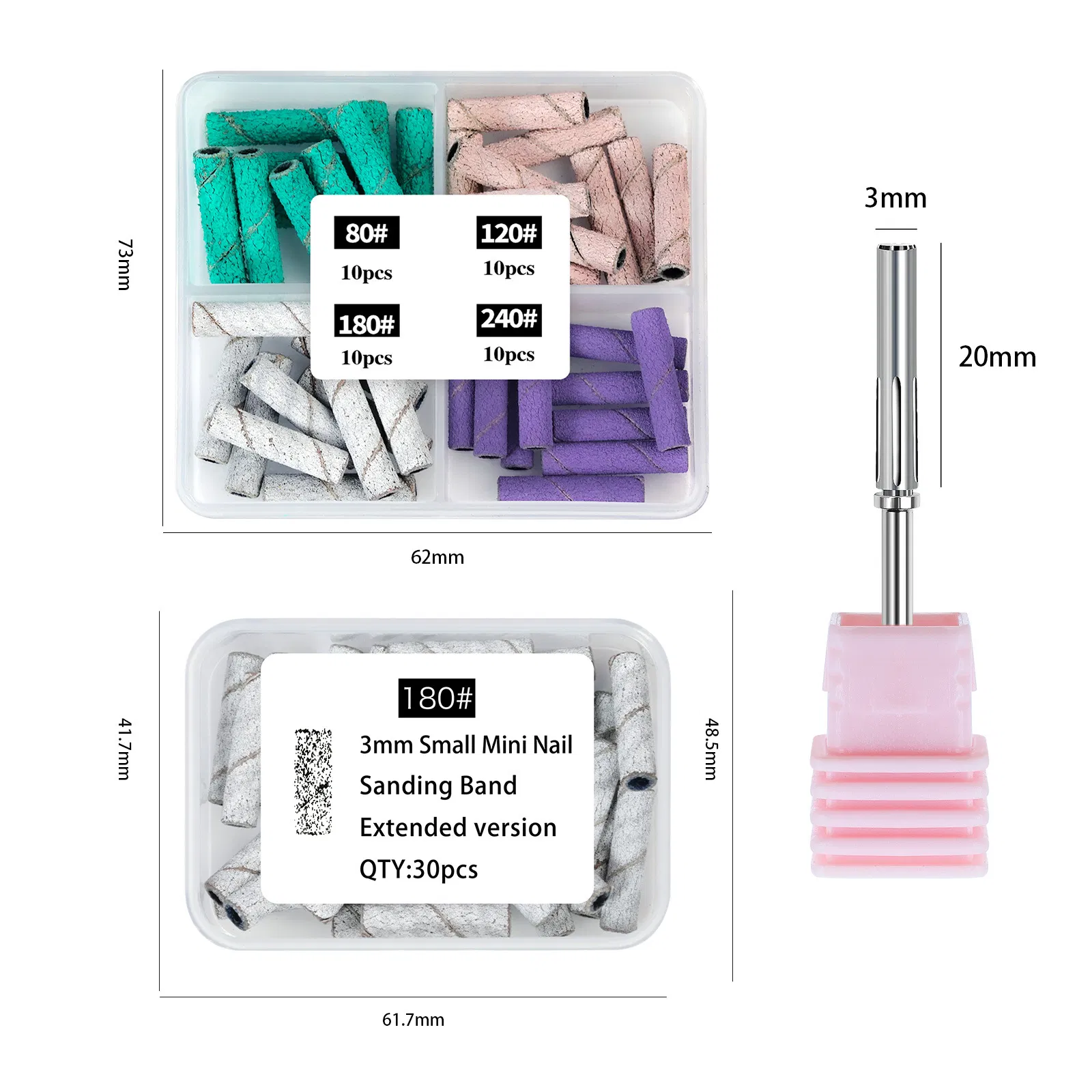 New Extended Long Mini Sanding Ring Stainless Steel Shaft Mini Sanding Bands