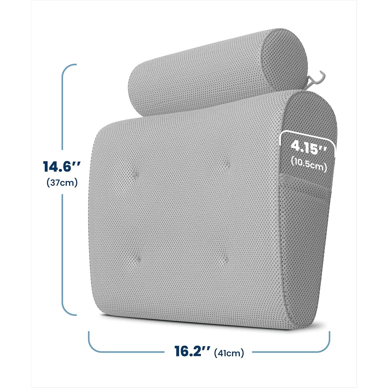 Comfortable Luxury Non-Slip Quick-Drying Light Weight Grey Bath Pillows for Tub