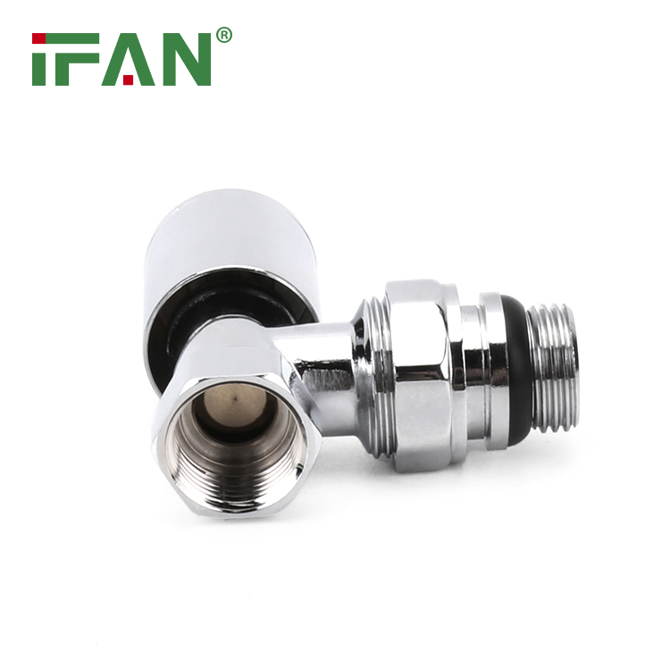 Ifan ISO15875 Brass Radiator Valve Female Thread Angle Temperature Valve Chrome Plated Radiator Valve