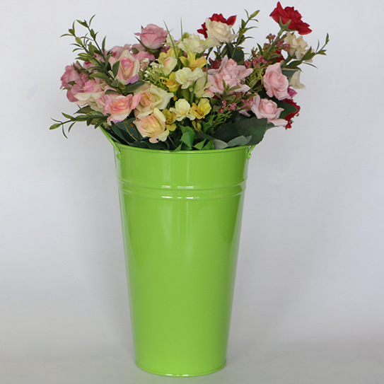 Горшок цветочный металлический круглый античный ведро