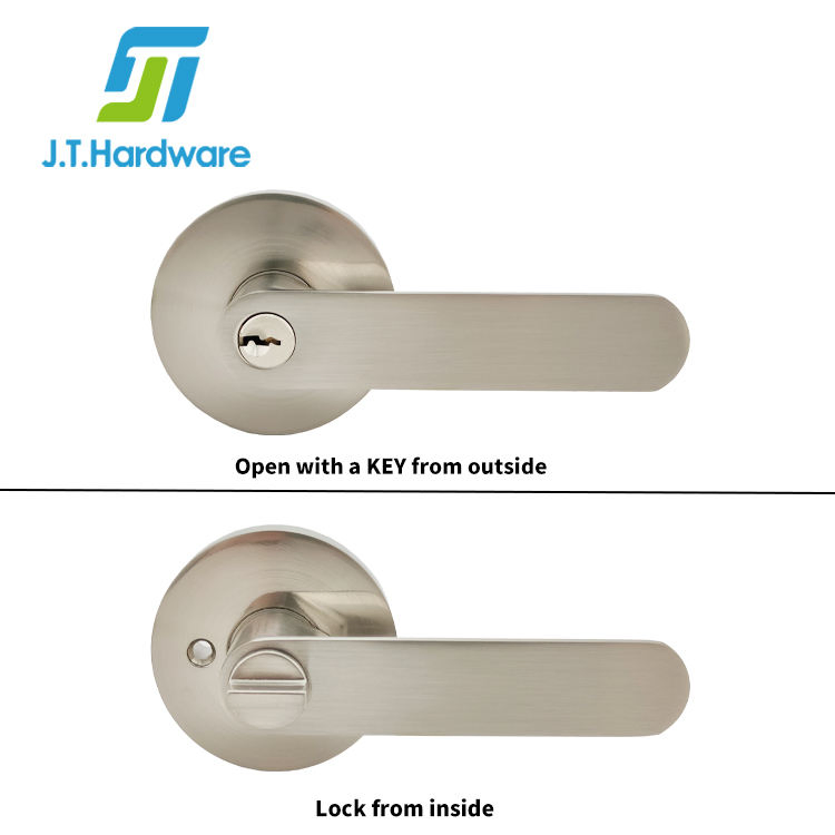 Brushed Nickel Zinc Alloy Entrance Entry Door Tubular Lever Handle Latch Lock