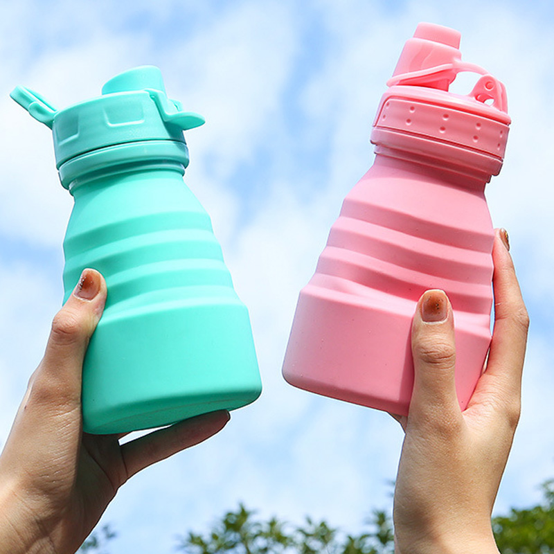 Silicone Foldable Sports Water Bottle Outdoor Retractable Children's Large Belly Water Cup