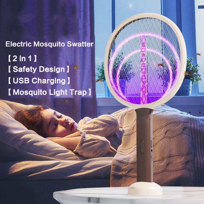 2in1 Electric Mosquito Swatter USB Charging UV Mosquito Killer Lamp Insect Racket Repellent Mosquito Lamp