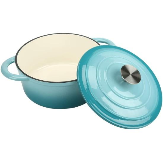 Эмалированная чугунная кастрюля-голландка с крышкой