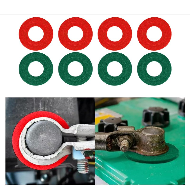 12PCS Felt Battery Terminal Anti Corrosion Washers Fiber, Battery Terminal Protector Washer (6PCS red+6PCS Green)
