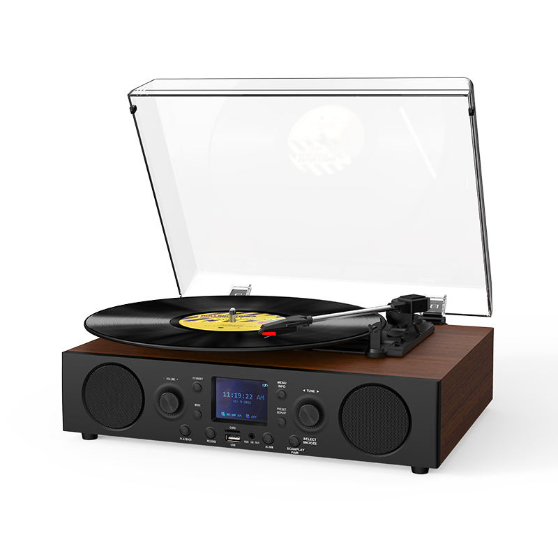 Ретро-проигрыватель винила с Bluetooth, FM-радио и часами