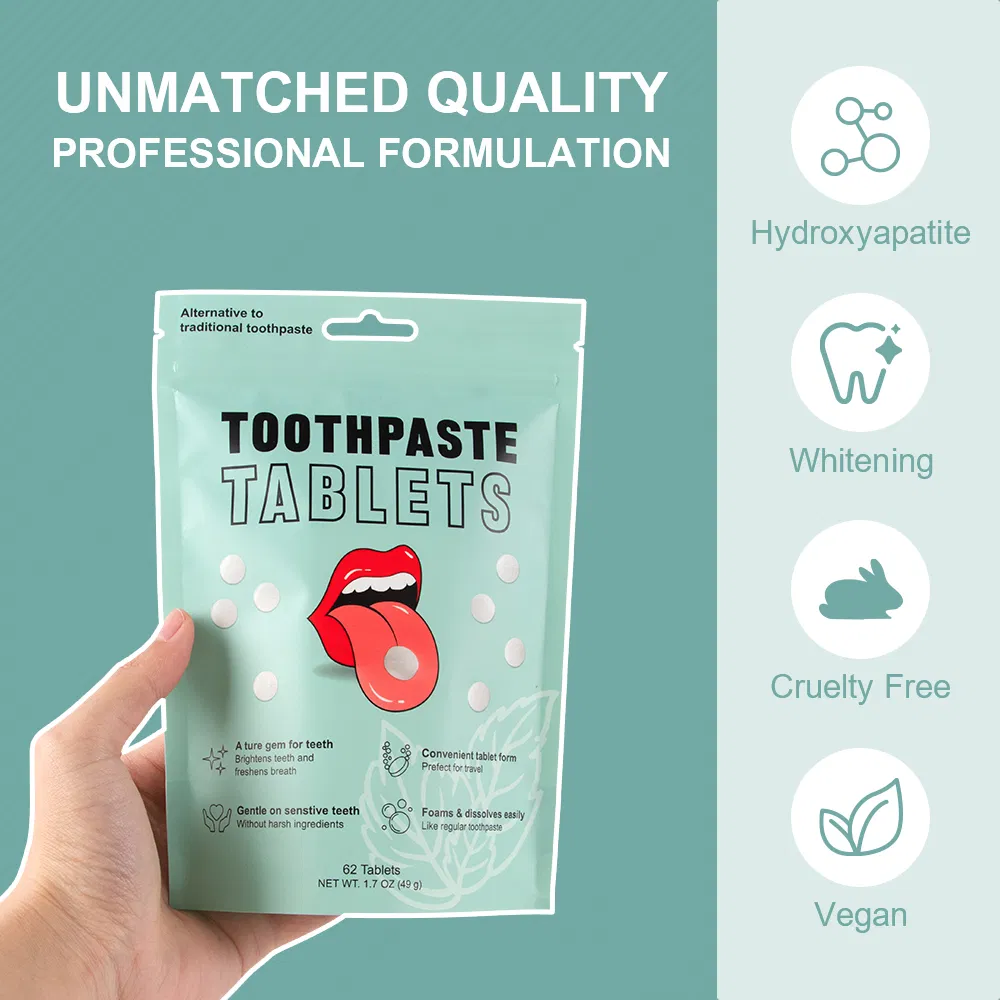 Eco-Friendly Toothpaste Tablets Chewable Peppermint Toothpaste Tablets