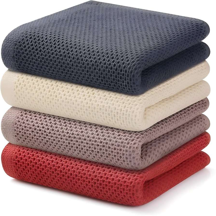 100% Cotton Kitchen Dish Cloths Waffle Weave Ultra Soft Kitchen Towel