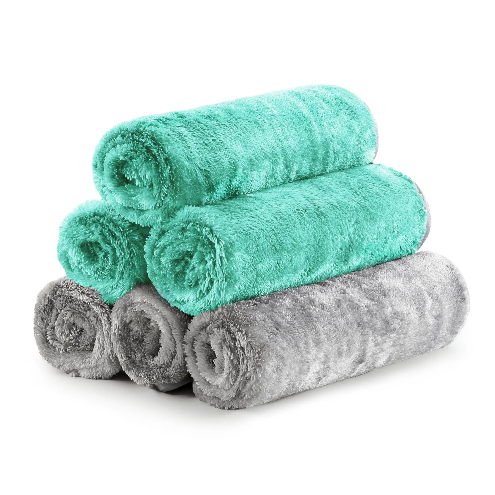 Premium 6pack 700GSM Car Quick Dry Towel Microfiber Cleaning Cloth with Twisted Loop & Coral Fleece