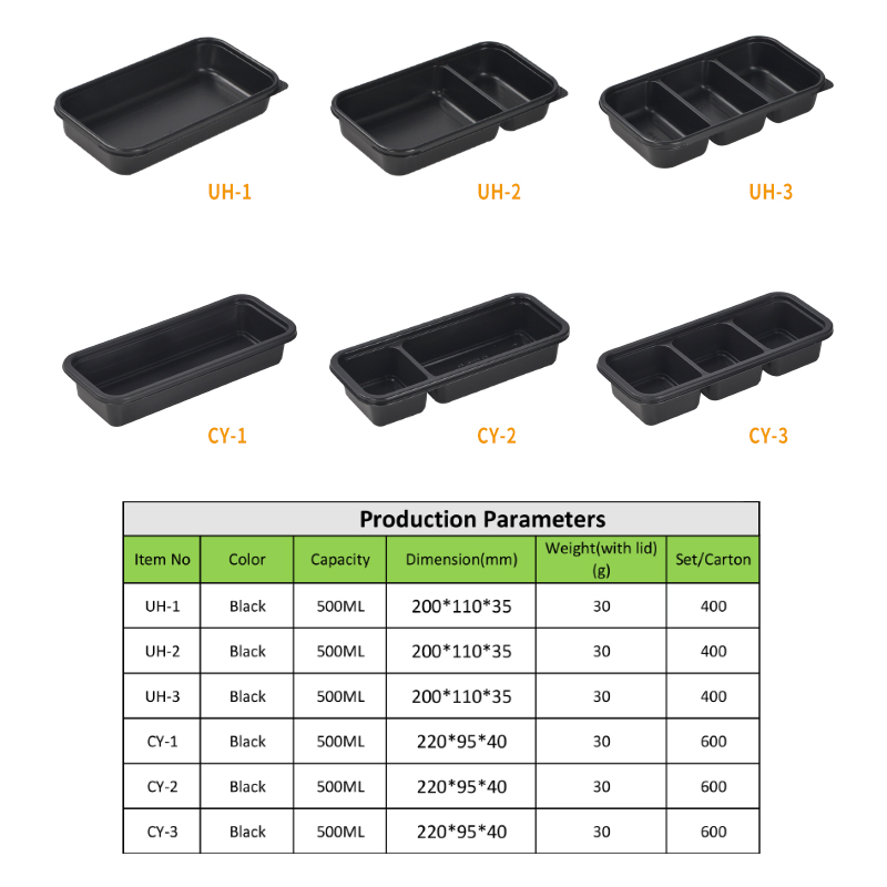 Strip Containers Divided Food Storage Containers Takeaway Bento Box with PP Lid