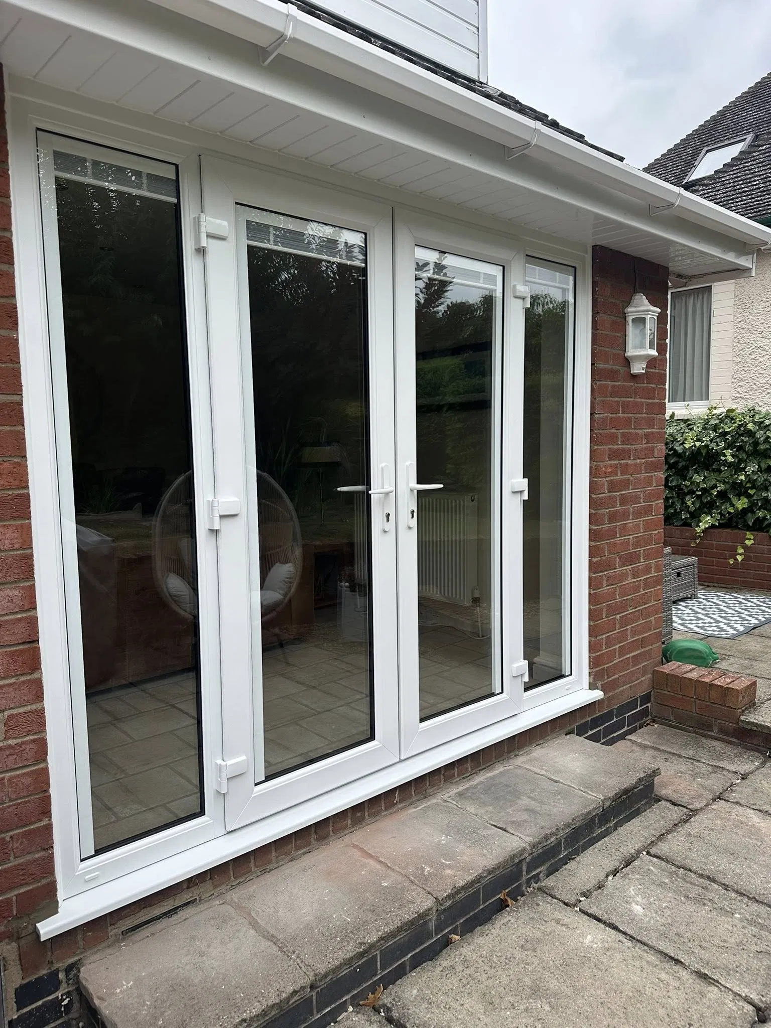 60 Series UPVC Security Hinged Door with Bullet-Proof Glass, Multi-Point Lock & Steel Reinforcement