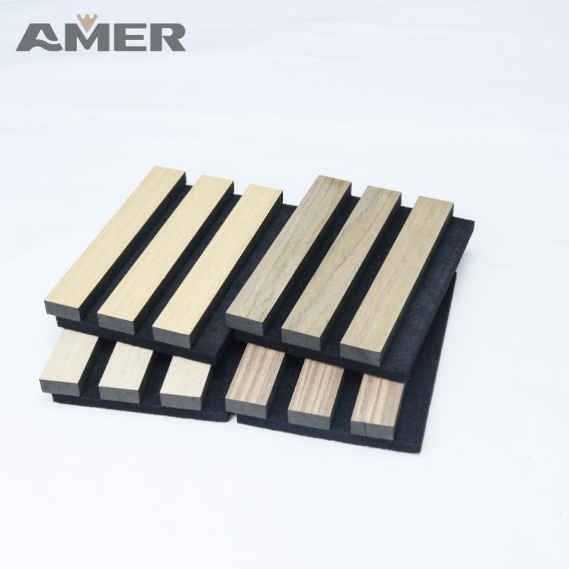 Amer Factory Artistic Interior Solid Wood Decorative Wall Cladding Modern Black Felt Backing Wall Cladding