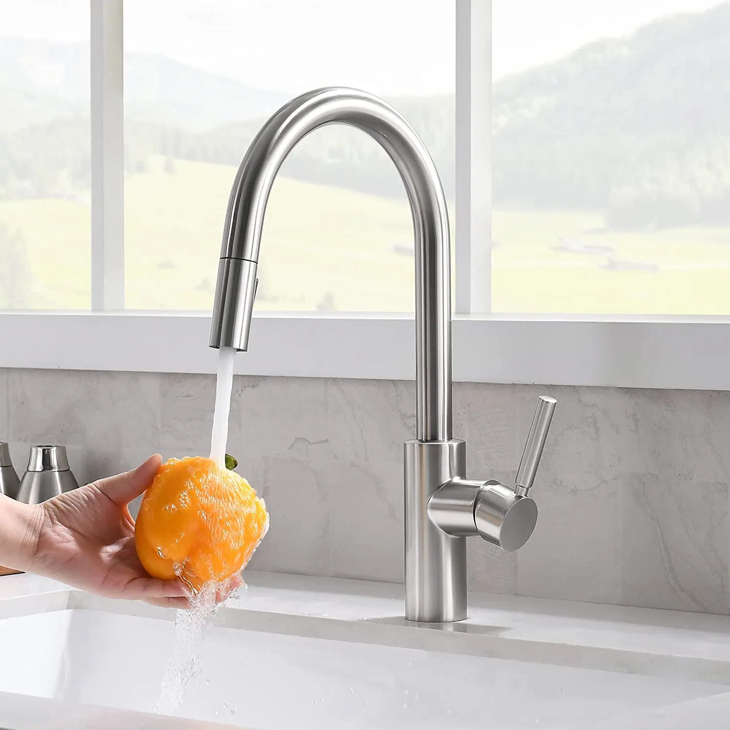 Выдвижной смеситель для кухни FT1001, нержавеющая сталь