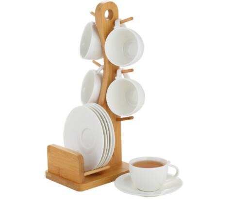Набор керамических кружек с бамбуком, 6 шт.