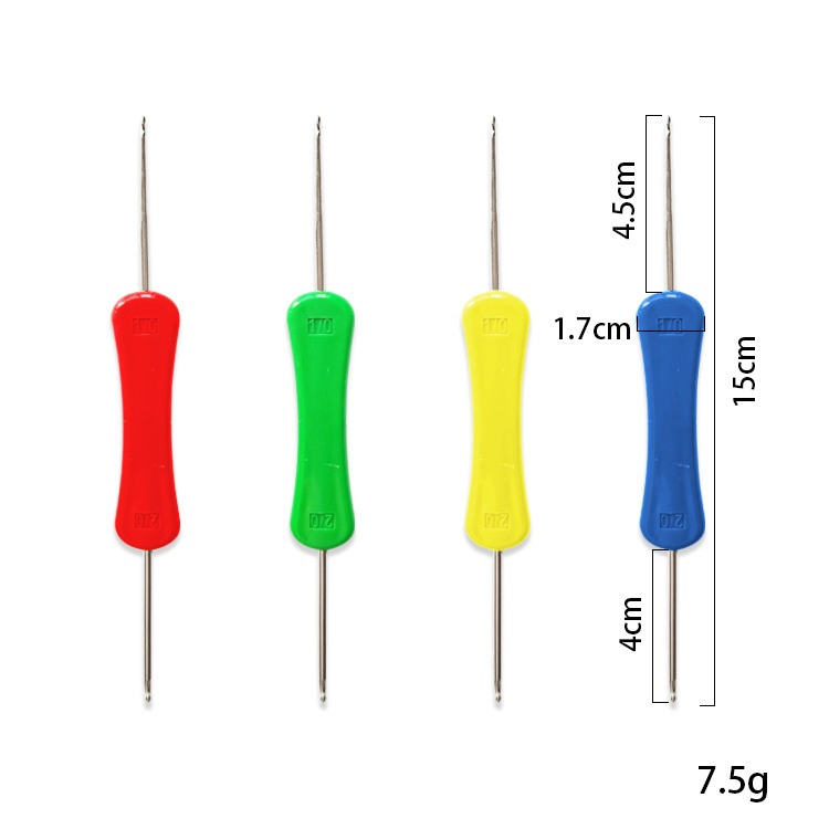 Double-Headed Crochet Hook with Colorful Plastic Handle Handmade DIY Wool Knitting Tool