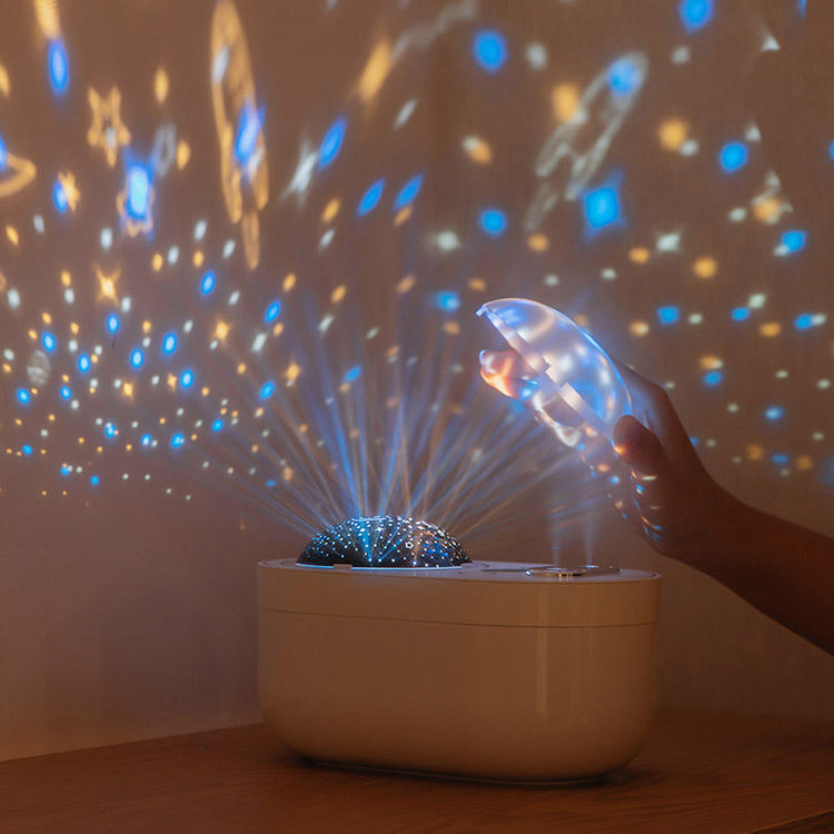 Mini Portable Ultrasonic Humidifier Dual Mist Projector Humidifier with Lights
