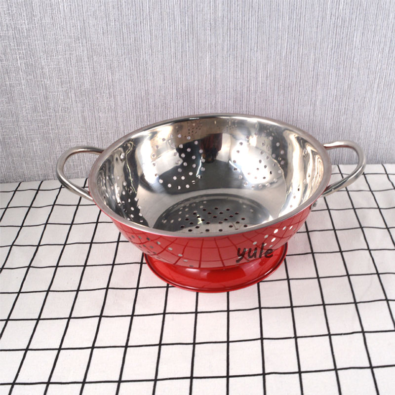 European 201ss 304ss Material Natural Steel Fruit Vegetable Necessary Stainless Steel Colander Set