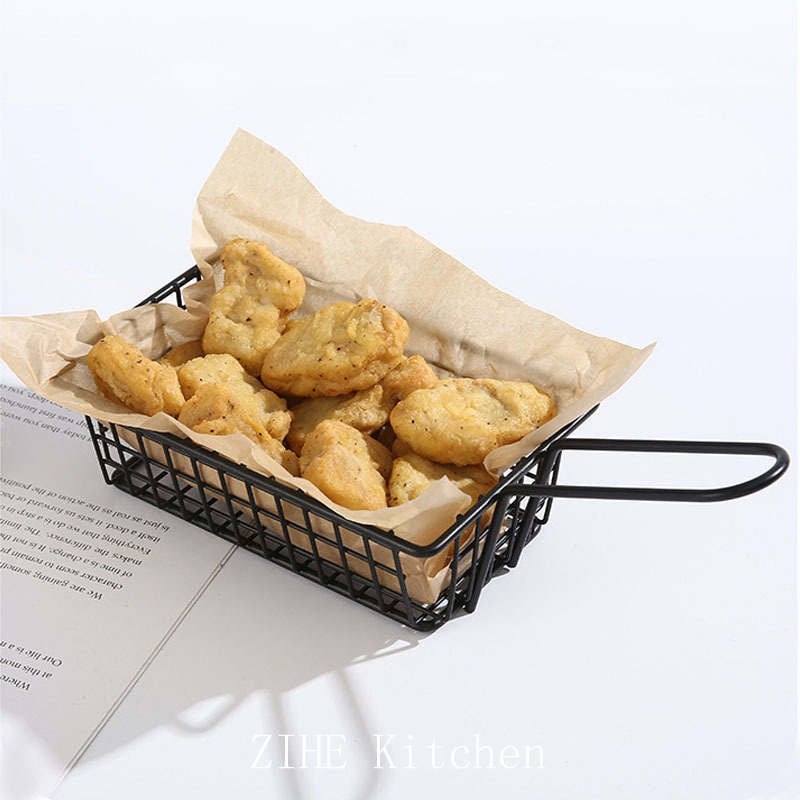 Wholesale of Rectangular Mini Rose Gold Fries Frying Basket Kitchen Tools
